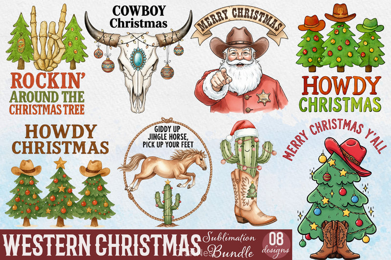 Western Christmas Clipart Bundle 6 - CraftNest - Digital Crafting and Art