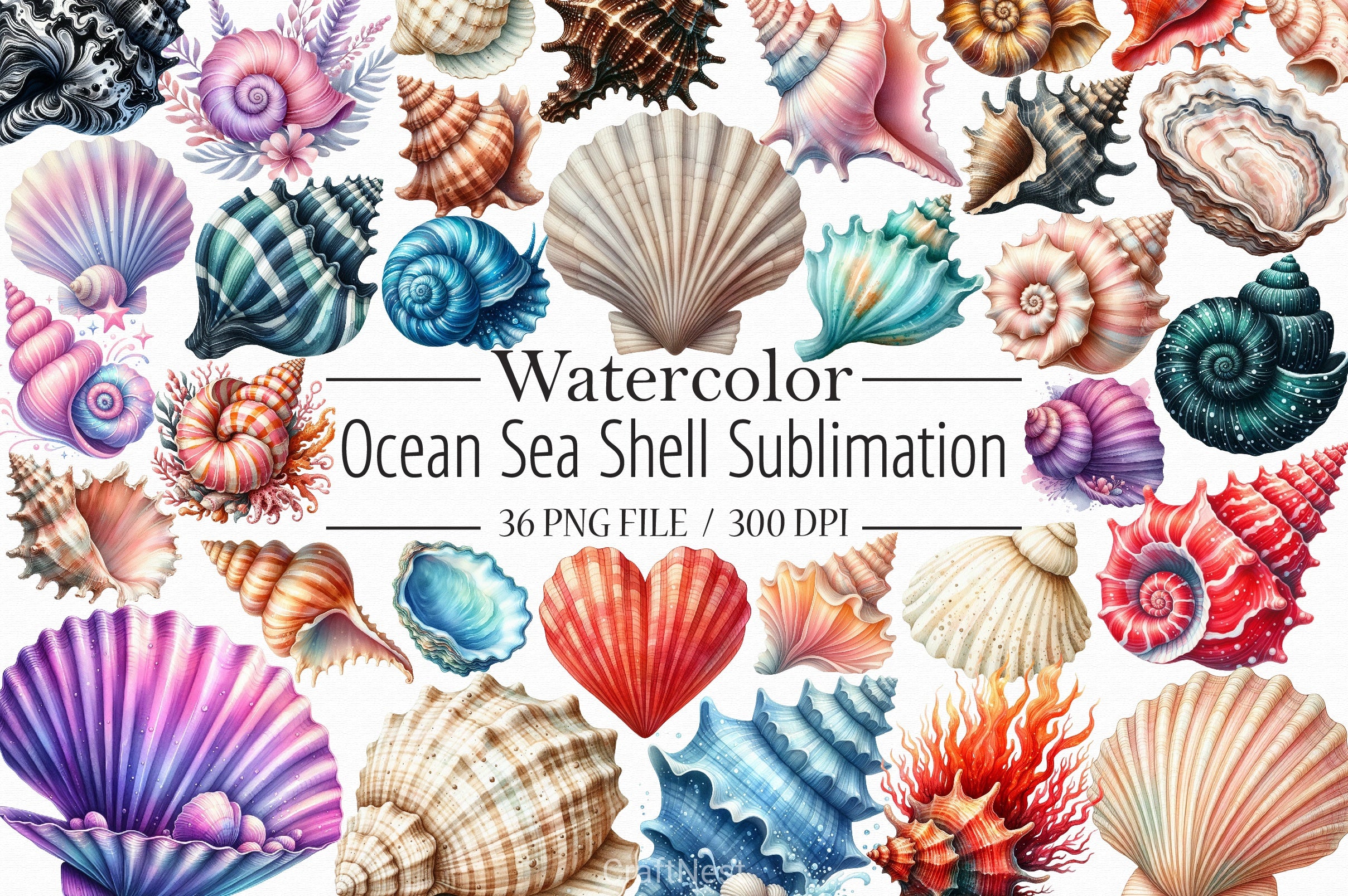 Ocean Sea Shell Clipart Bundle - CraftNest - Digital Crafting and Art