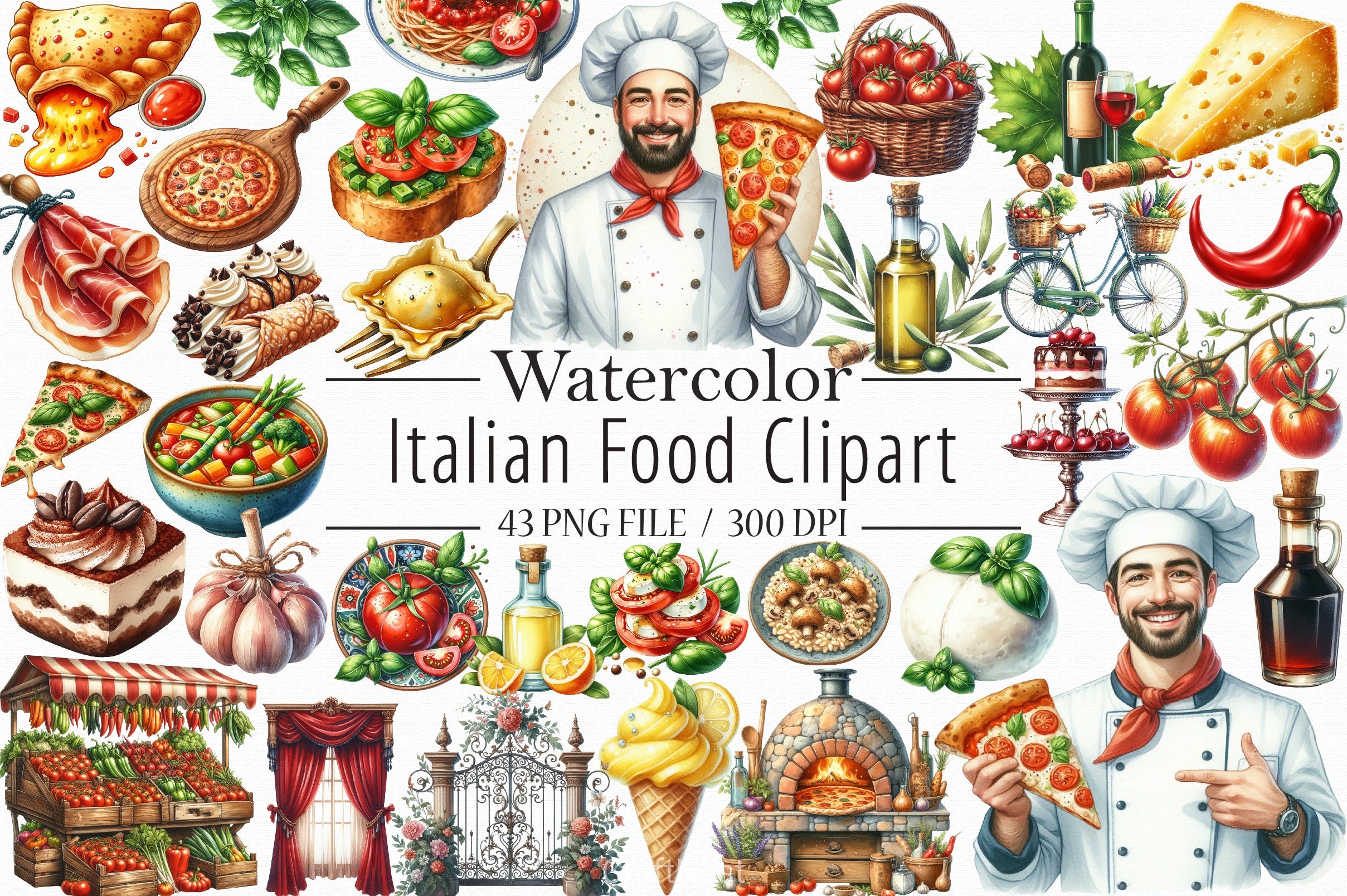 Italian Food Clipart Bundle - CraftNest - Digital Crafting and Art