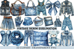 Vintage Denim Clipart - CraftNest - Digital Crafting and Art