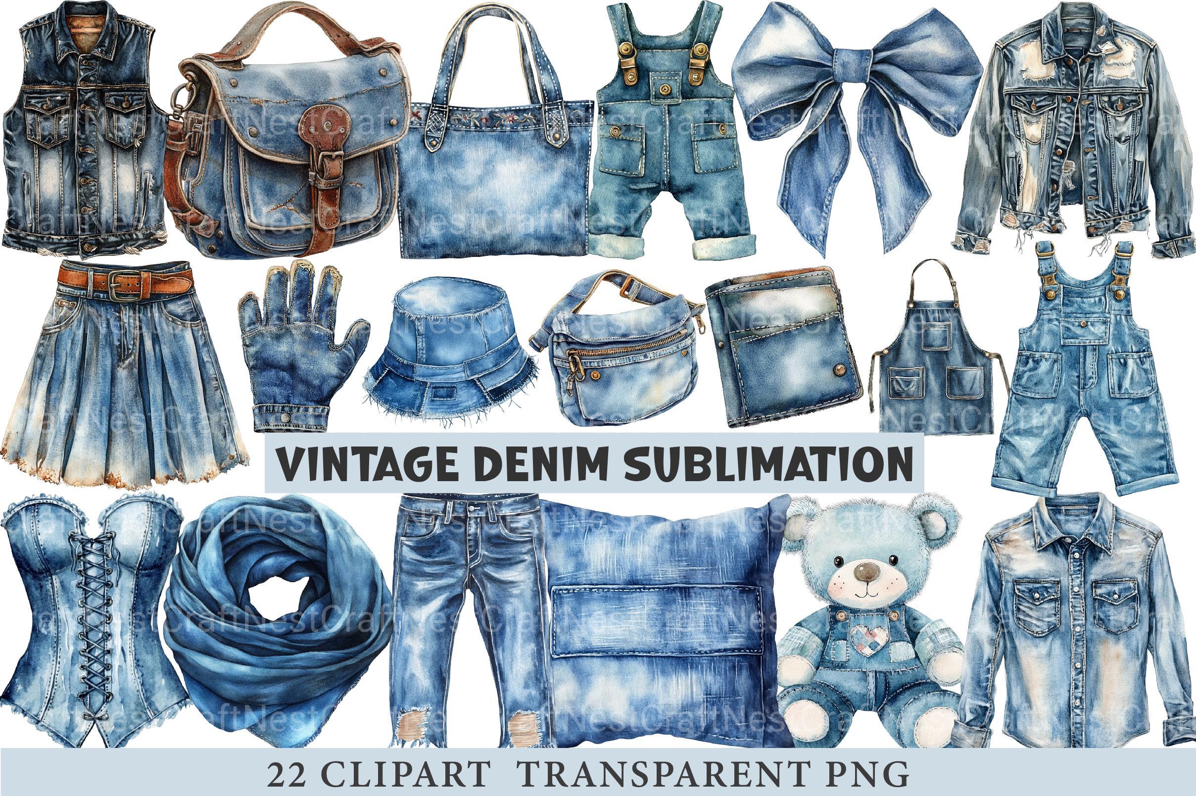 Vintage Denim Clipart - CraftNest - Digital Crafting and Art
