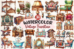 Vintage Furniture Clipart Bundle - CraftNest - Digital Crafting and Art