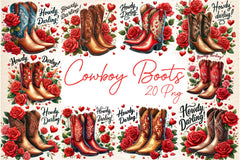 Cowboy Boots And Roses Clipart Bundle - CraftNest - Digital Crafting and Art