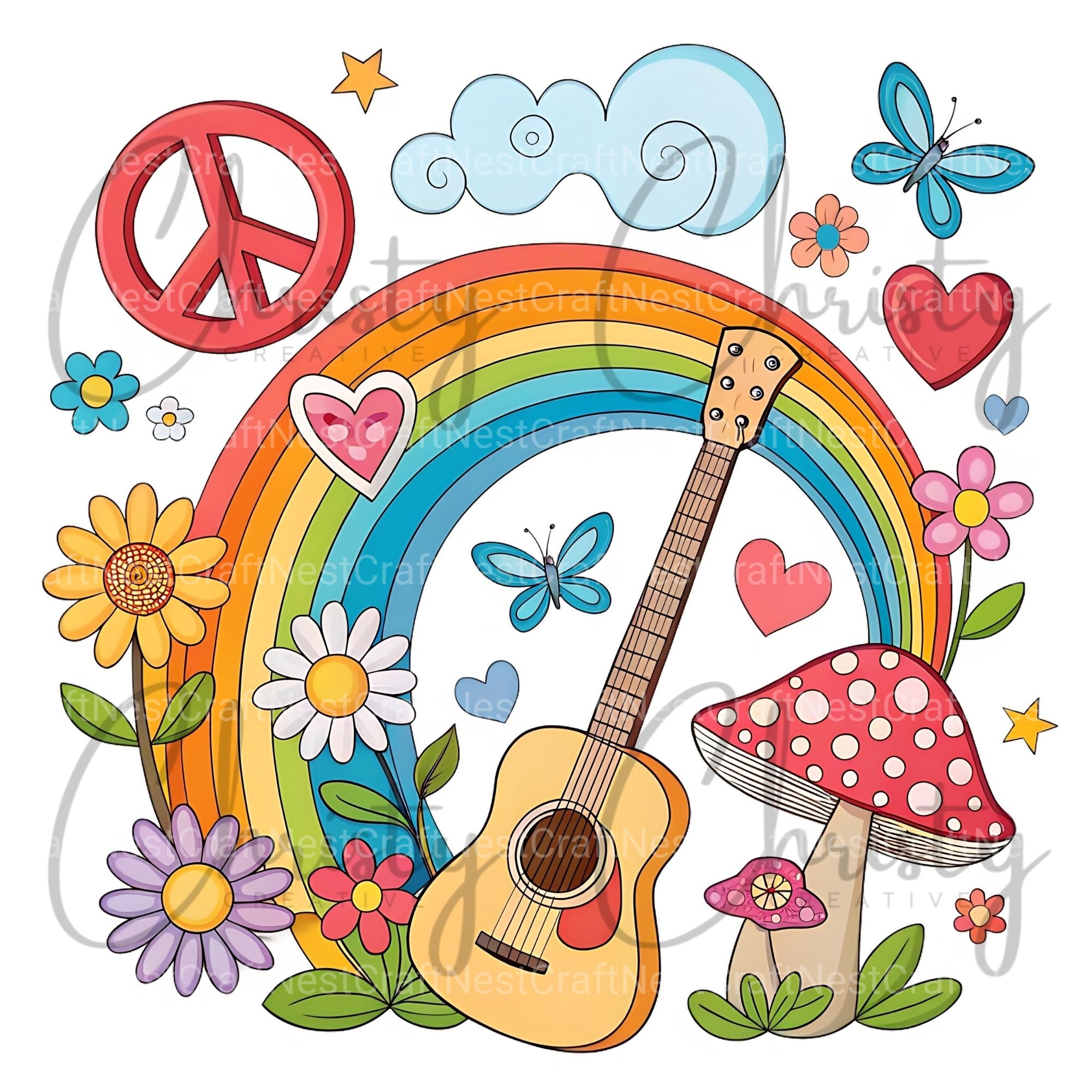 Groovy Retro Clipart Bundle - CraftNest - Digital Crafting and Art