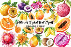 Tropical Fruit Clipart Bundle - CraftNest - Digital Crafting and Art