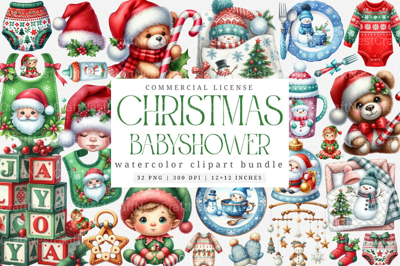 Christmas Baby Shower Clipart Bundle - CraftNest - Digital Crafting and Art