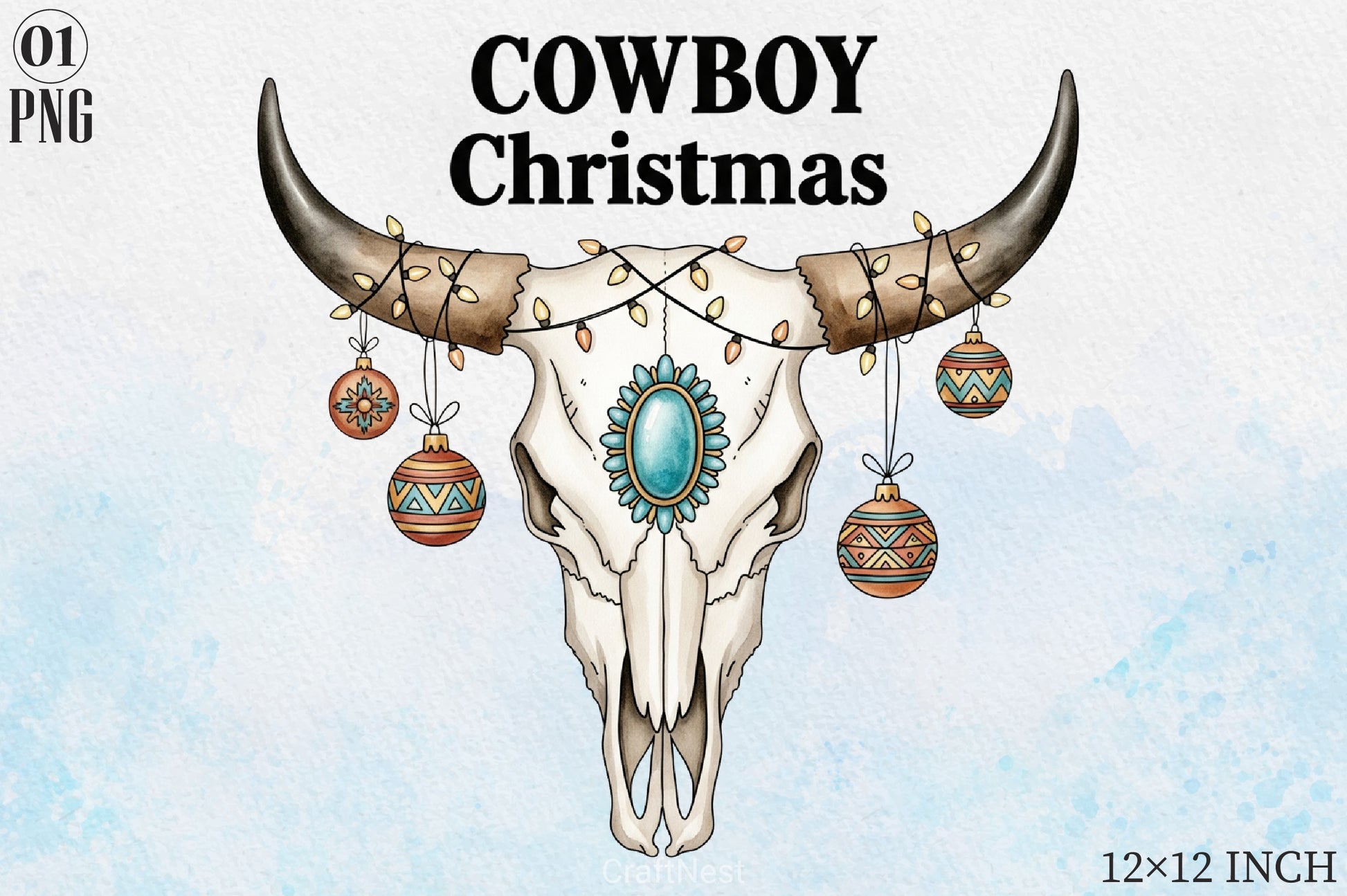 Bull Skull Cowboy Christmas Clipart Bundle - CraftNest - Digital Crafting and Art