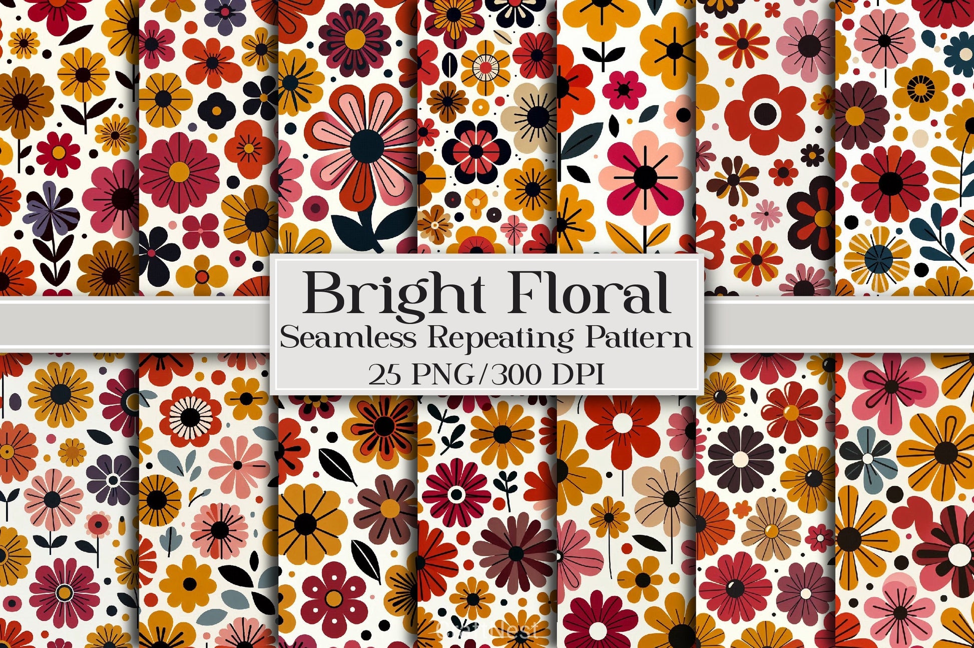 Bright Floral Seamless Pattern - CraftNest - Digital Crafting and Art