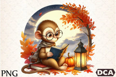 Cute Autumn Monkey Clipart Bundle - CraftNest - Digital Crafting and Art
