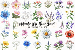 Wild Flower Clipart Bundle - CraftNest - Digital Crafting and Art