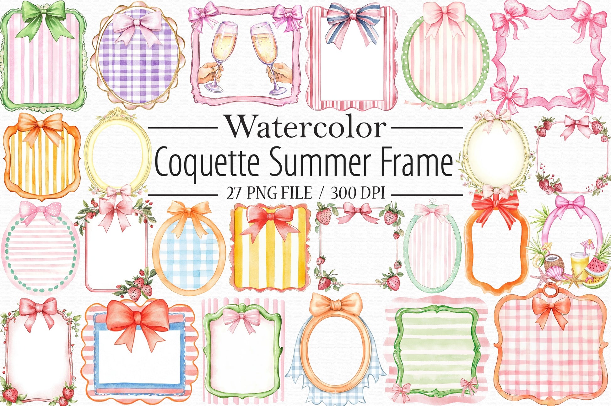 Coquette Summer Frame Clipart Bundle - CraftNest - Digital Crafting and Art