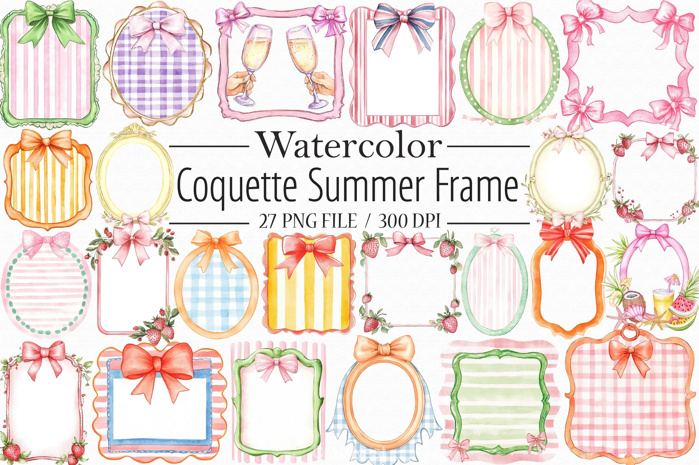 Coquette Summer Frame Clipart Bundle - CraftNest - Digital Crafting and Art