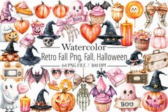 Retro Fall Halloween Clipart Bundle 2 - CraftNest - Digital Crafting and Art