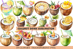 Coconut Drink Clipart - CraftNest - Digital Crafting and Art