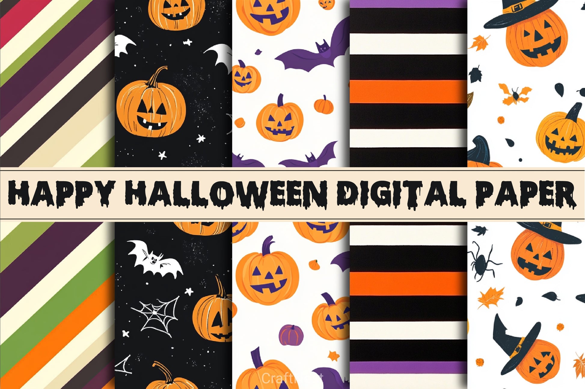 Happy Halloween Digital Paper Background 2 - CraftNest - Digital Crafting and Art