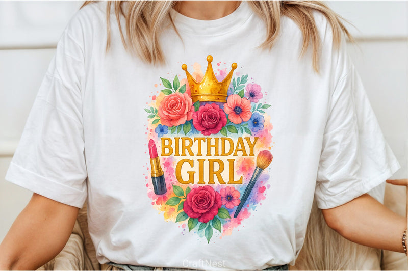 Birthday Girl Floral Clipart Bundle 3 - CraftNest - Digital Crafting and Art