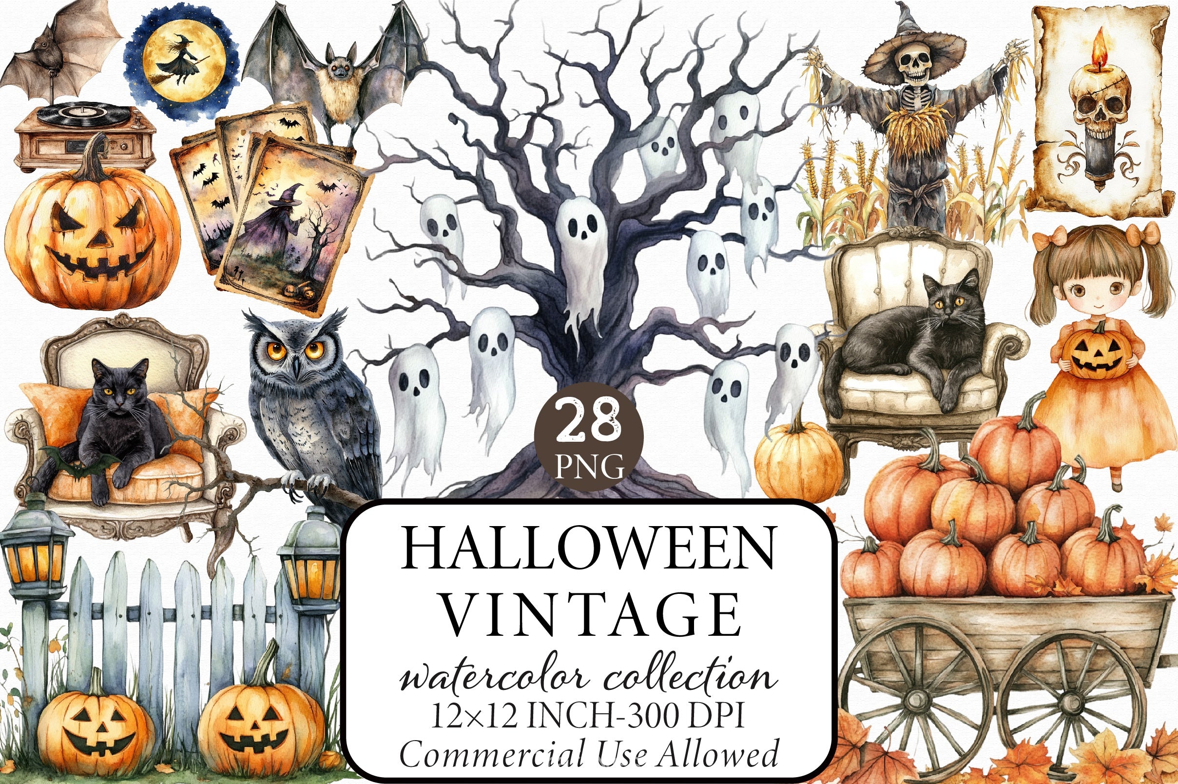 Vintage Halloween Clipart Bundle 8 - CraftNest - Digital Crafting and Art