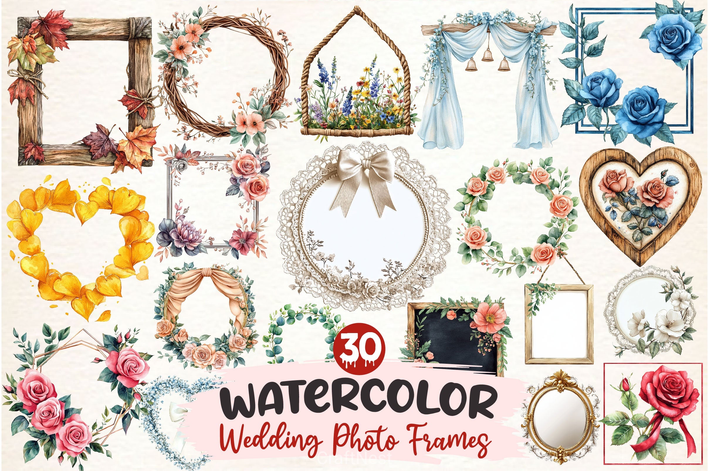 Wedding Photo Frames Clipart Bundle - CraftNest - Digital Crafting and Art