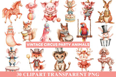 Vintage Circus Party Animal Clipart - CraftNest - Digital Crafting and Art