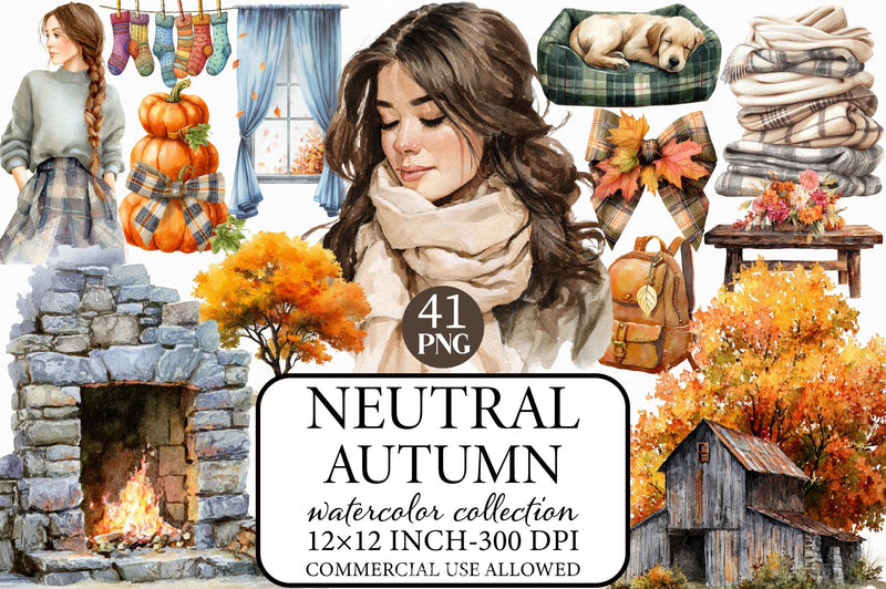 Neutral Autumn Clipart Bundle 6 - CraftNest - Digital Crafting and Art