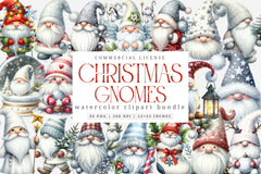 White Christmas Gnomes Clipart Bundle for Winter Holidays - CraftNest - Digital Crafting and Art