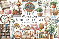 Boho Interior Clipart Bundle - CraftNest - Digital Crafting and Art