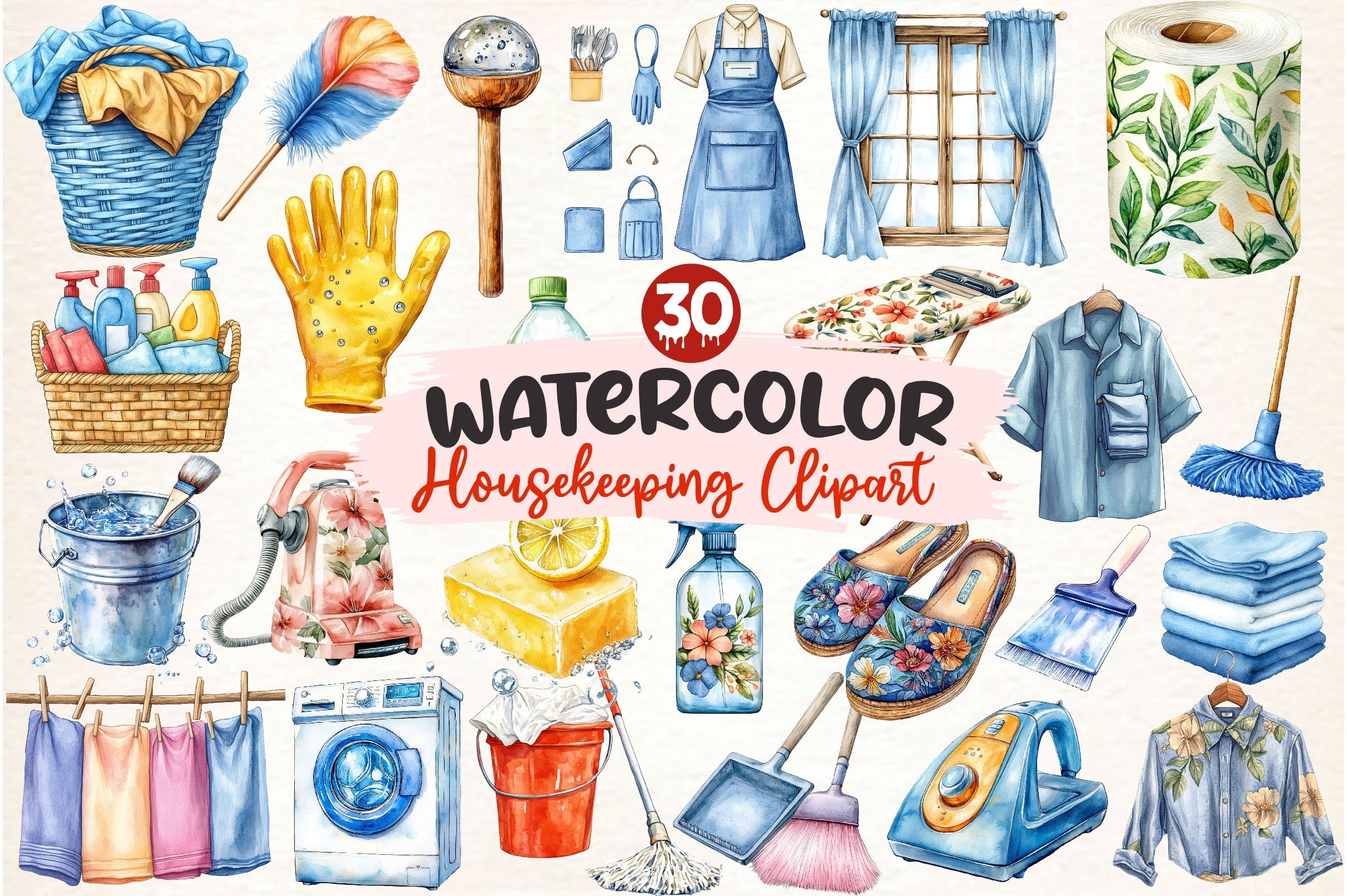 Housekeeping Clipart Bundle - CraftNest - Digital Crafting and Art