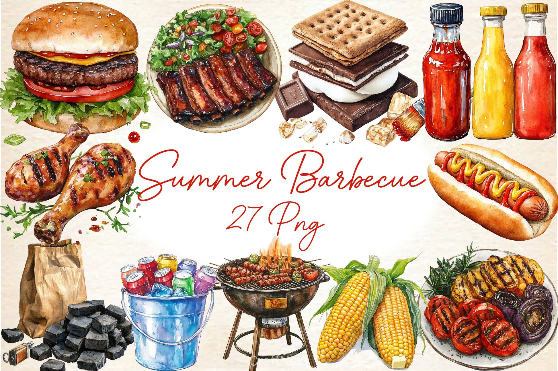 Summer Barbecue Day Clipart Bundle 2 - CraftNest - Digital Crafting and Art