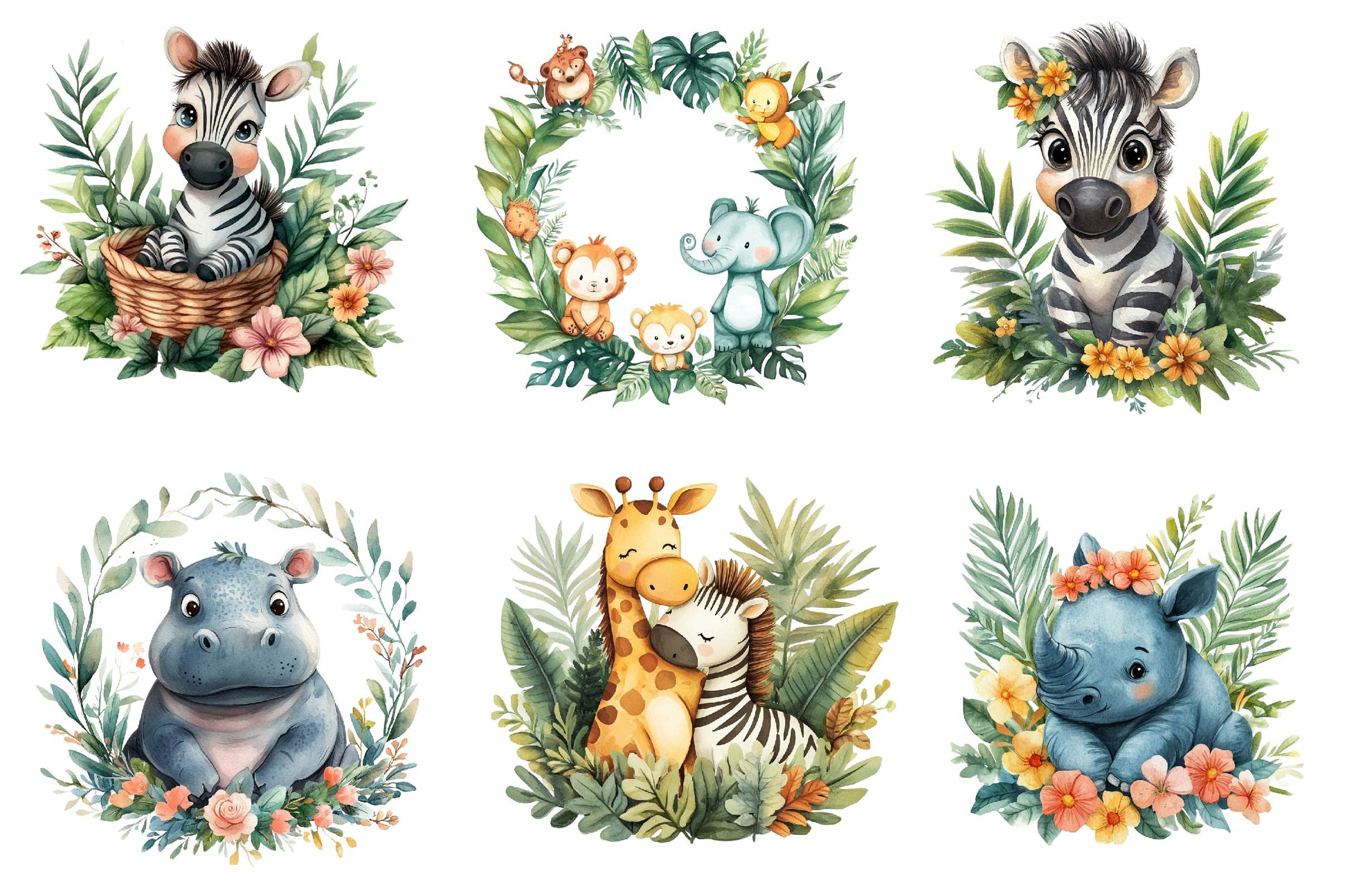 Baby Safari Baby Jungle Animals Clipart Bundle - CraftNest - Digital Crafting and Art