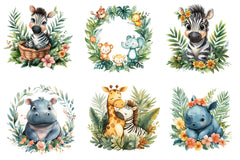 Baby Safari Baby Jungle Animals Clipart Bundle - CraftNest - Digital Crafting and Art