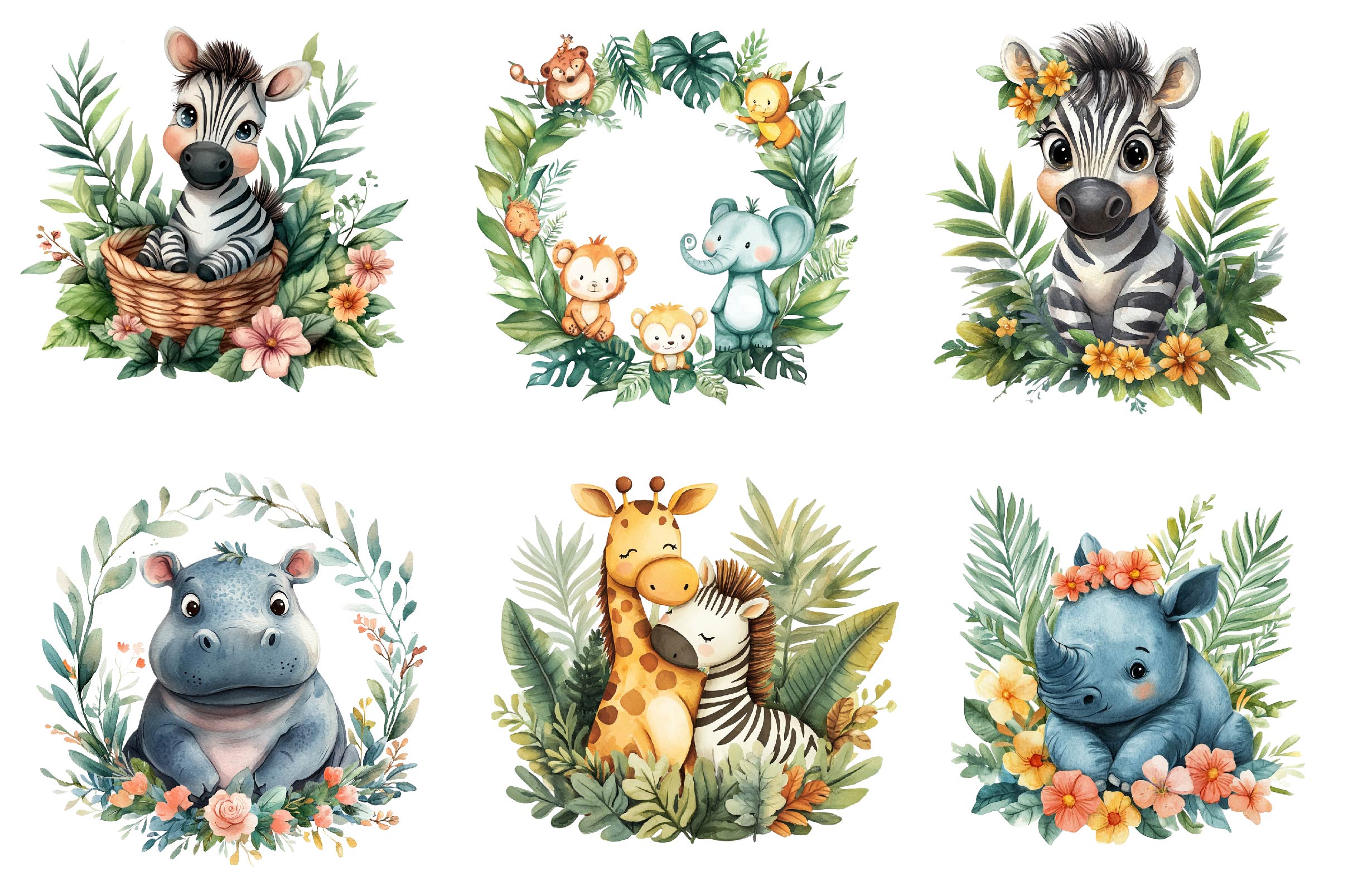 Baby Safari Baby Jungle Animals Clipart Bundle - CraftNest - Digital Crafting and Art