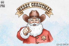 Merry Christmas Cowboy Santa Clipart Bundle - CraftNest - Digital Crafting and Art