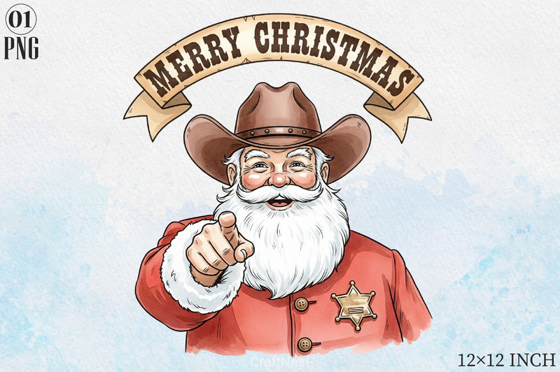 Merry Christmas Cowboy Santa Clipart Bundle - CraftNest - Digital Crafting and Art