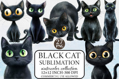 Black Cat Clipart Bundle - CraftNest - Digital Crafting and Art