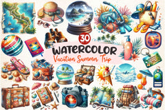 Vacation Summer Trip Clipart Bundle - CraftNest - Digital Crafting and Art
