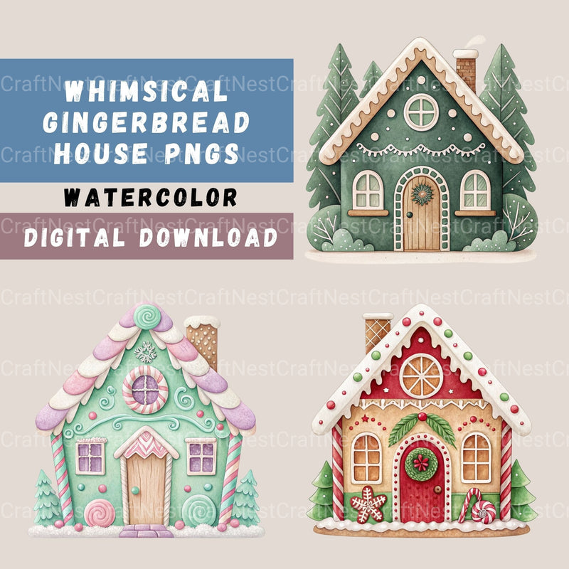 Gingerbread Houses Updated Clipart Bundle - CraftNest - Digital Crafting and Art