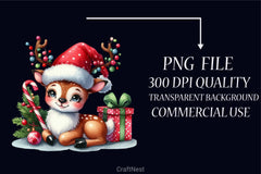 Funny Christmas Reindeer Clipart Bundle - CraftNest - Digital Crafting and Art