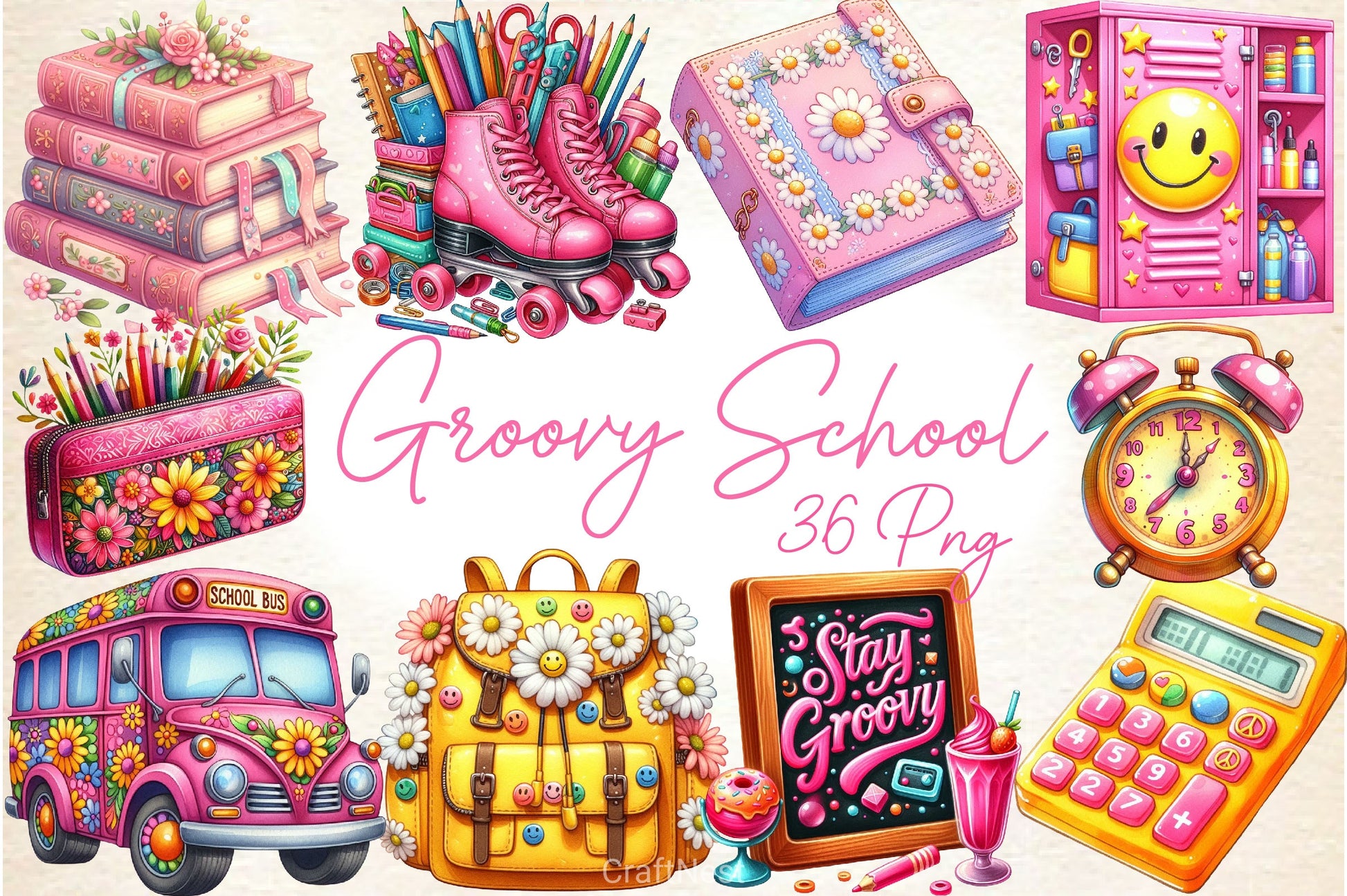 Groovy School Clipart Bundle 3 - CraftNest - Digital Crafting and Art