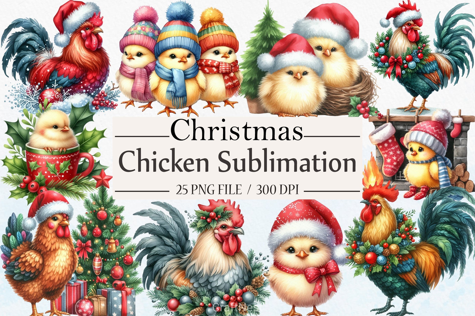 Christmas Chicken Clipart Bundle 3 - CraftNest - Digital Crafting and Art