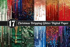 Christmas Dripping Glitter Digital Paper 3 - CraftNest - Digital Crafting and Art