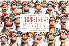 Funny Christmas Reindeer & Tree Clipart Bundle - CraftNest - Digital Crafting and Art