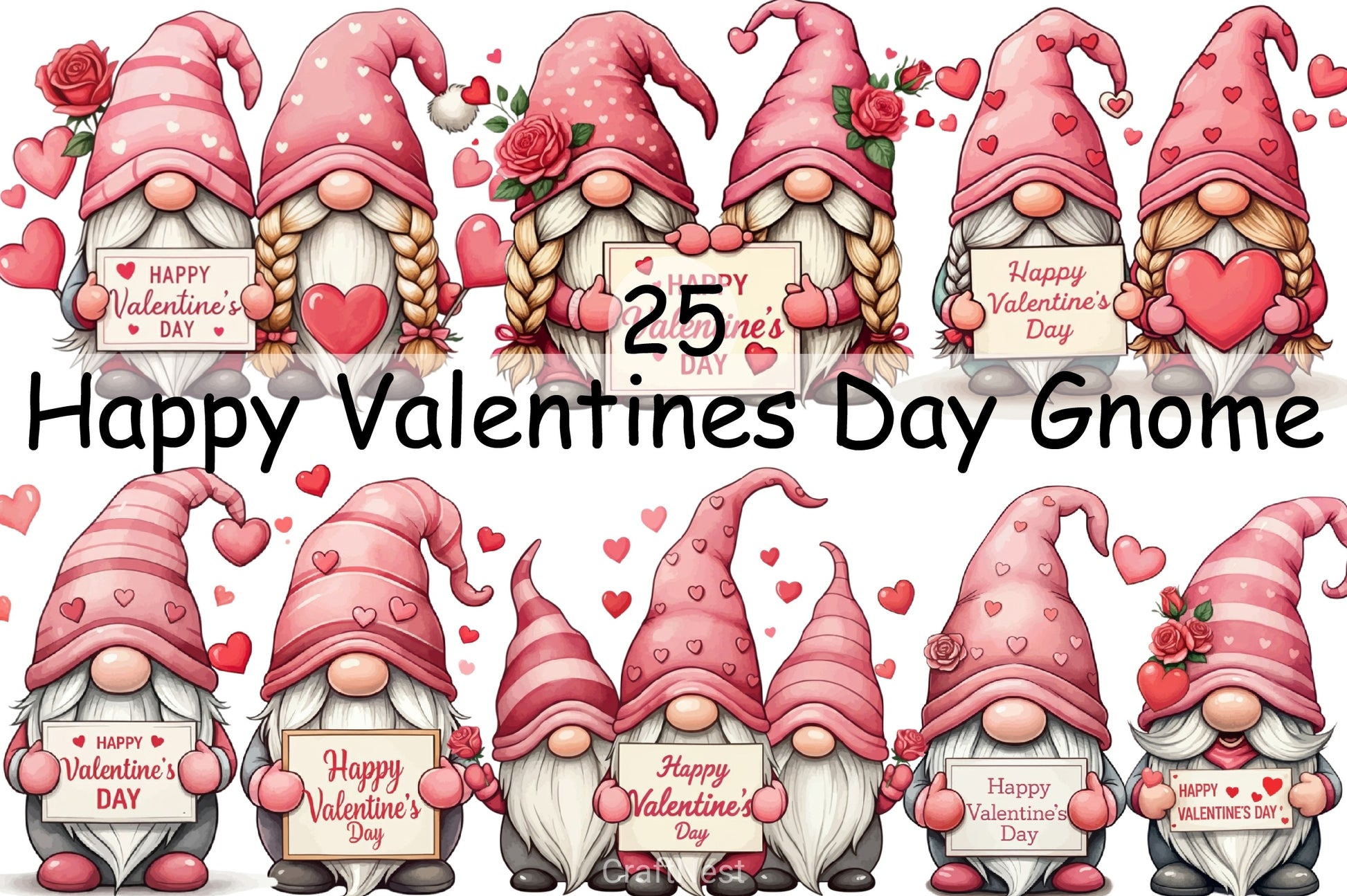 Valentine Gnome Clipart Bundle 6 - CraftNest - Digital Crafting and Art
