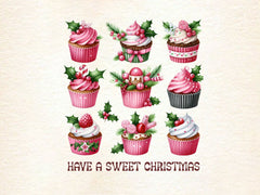 Have A Sweet Christmas Christmas Cupcake Clipart Bundle 2 - CraftNest - Digital Crafting and Art
