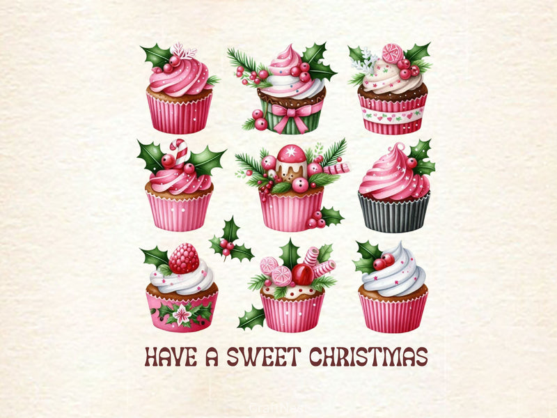 Have A Sweet Christmas Christmas Cupcake Clipart Bundle 2 - CraftNest - Digital Crafting and Art