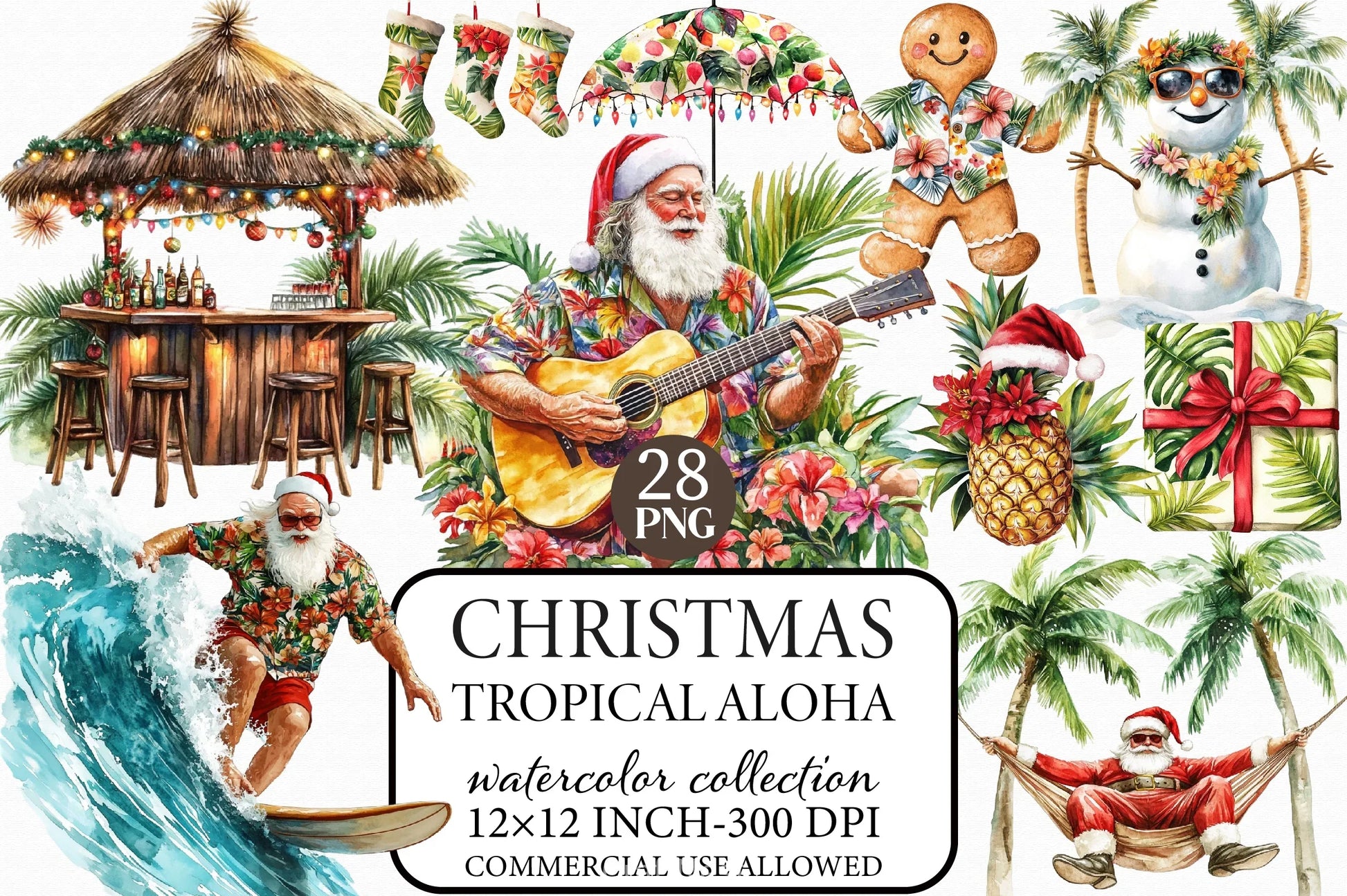 Tropical Aloha Christmas Clipart Bundle - CraftNest - Digital Crafting and Art