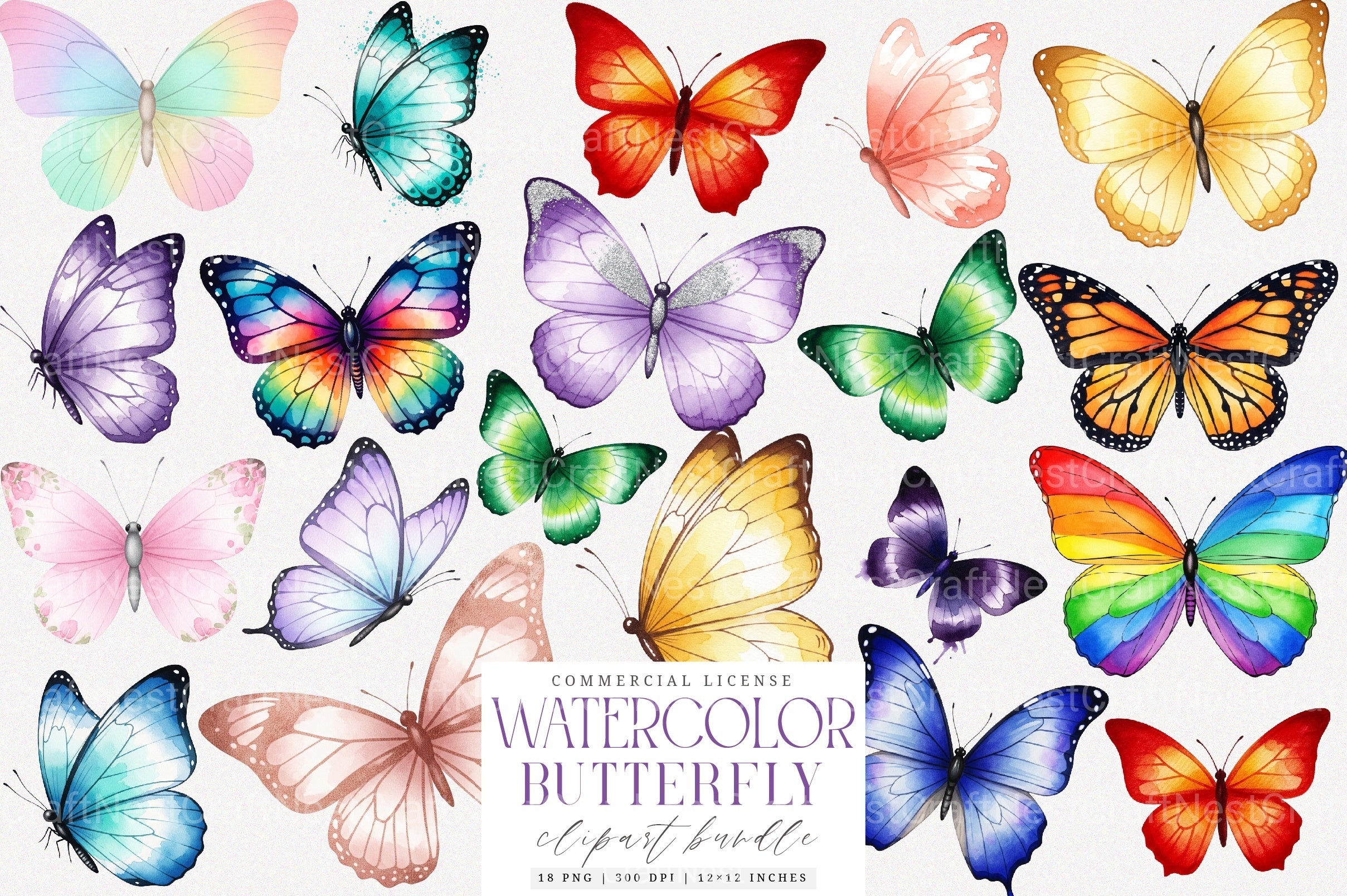 Butterfly Clipart Bundle 36 - CraftNest - Digital Crafting and Art
