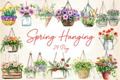 Spring Hanging Planters Clipart Bundle - CraftNest - Digital Crafting and Art