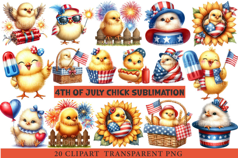 4th of July Chick Sublimation Clipart - CraftNest - Digital Crafting and Art