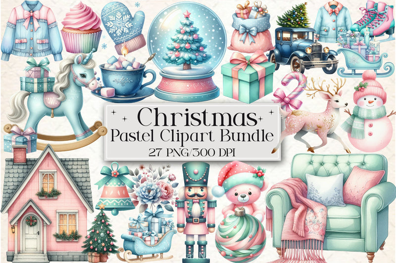 Pastel Christmas Clipart Bundle - CraftNest - Digital Crafting and Art