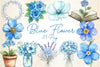 Blue Flower Clipart Bundle